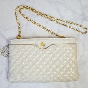 Ganson Cream Quilted Leather Crossbody